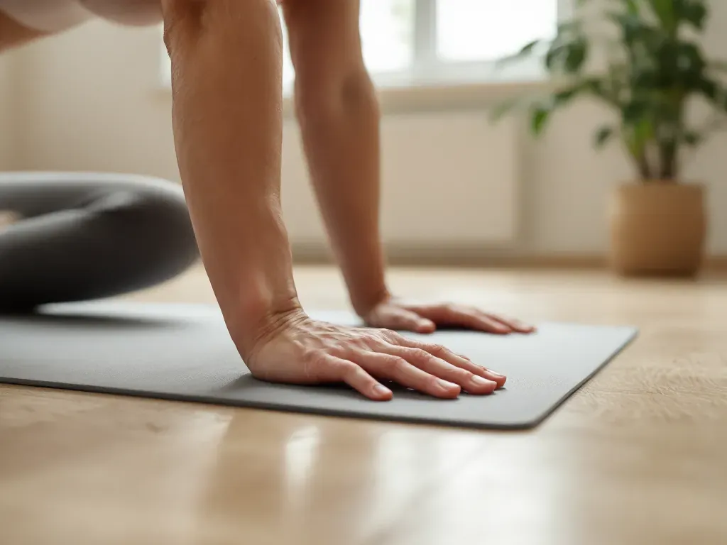 Hands pressed into the mat in a small Pilates class in Meath